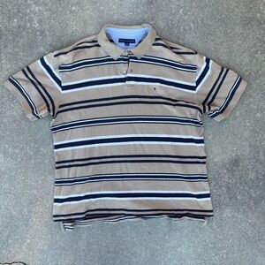 Tommy Hilfiger Men's Brown Striped Polo muscle Shirt